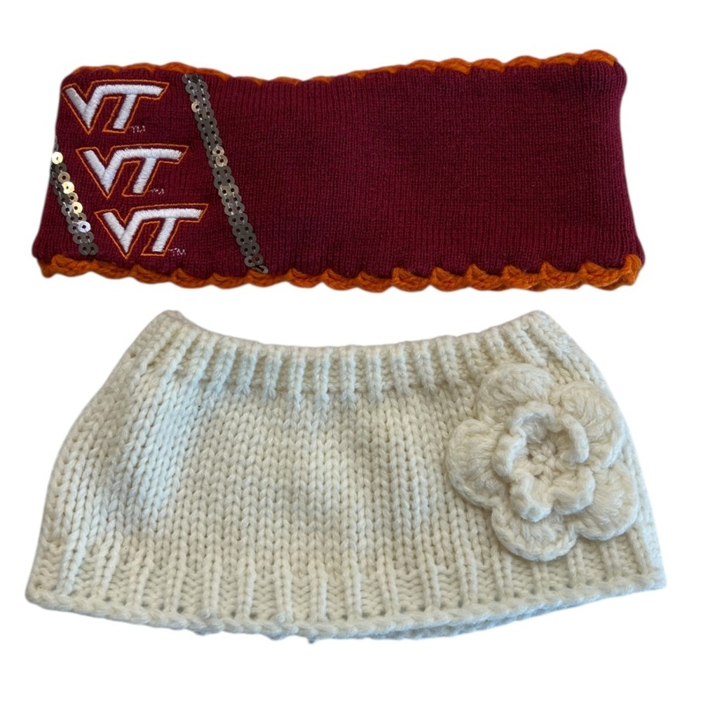 Lot of 2 Winter Knit Headbands – Virginia Tech Hokies & Cream Knit - Picture 8 of 8